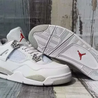 Air Jordan 4 White Gray Red Basketball Shoes