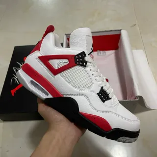 Air Jordan 4 White Red Black Basketball Shoes