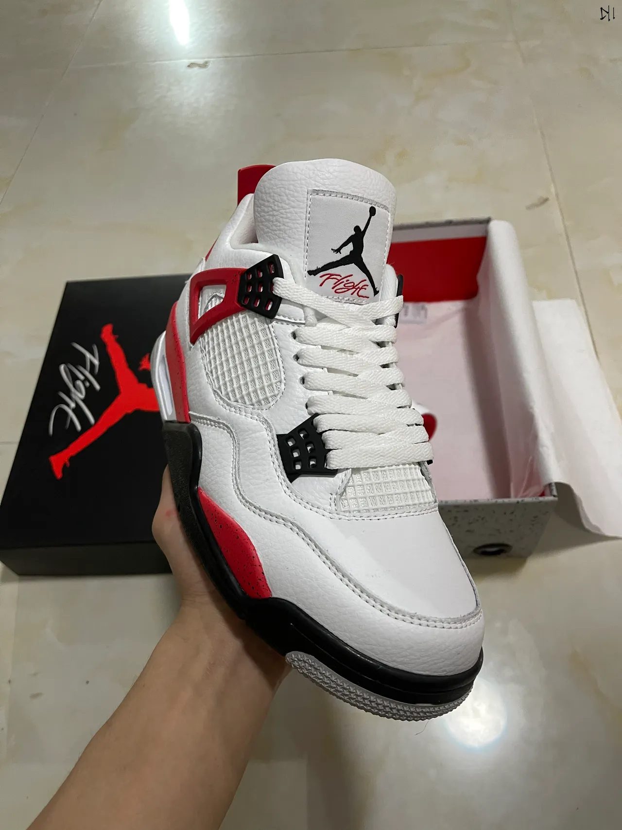 Air Jordan 4 White Red Black Basketball Shoes 2