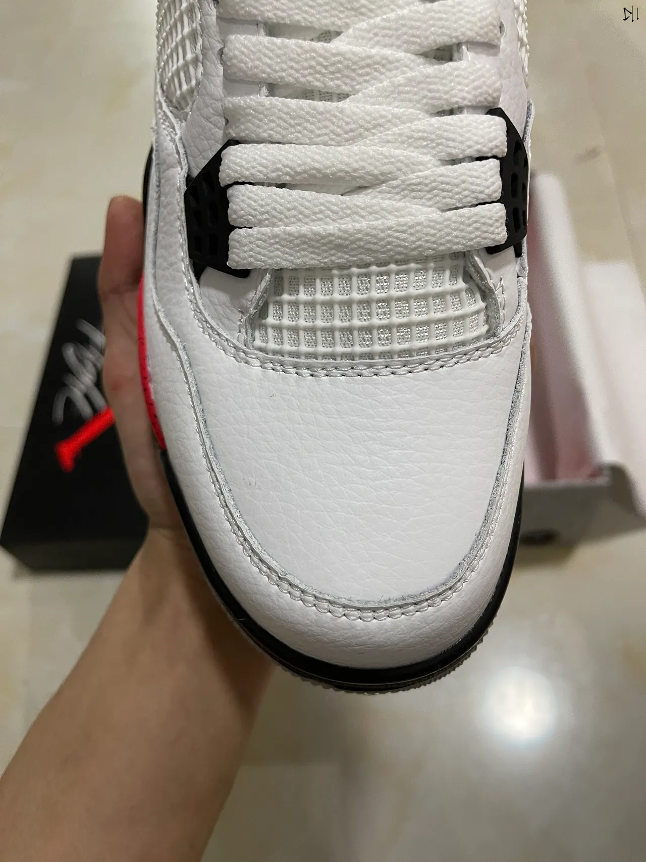 Air Jordan 4 White Red Black Basketball Shoes 4
