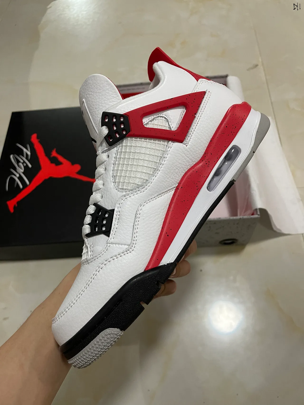 Air Jordan 4 White Red Black Basketball Shoes 5