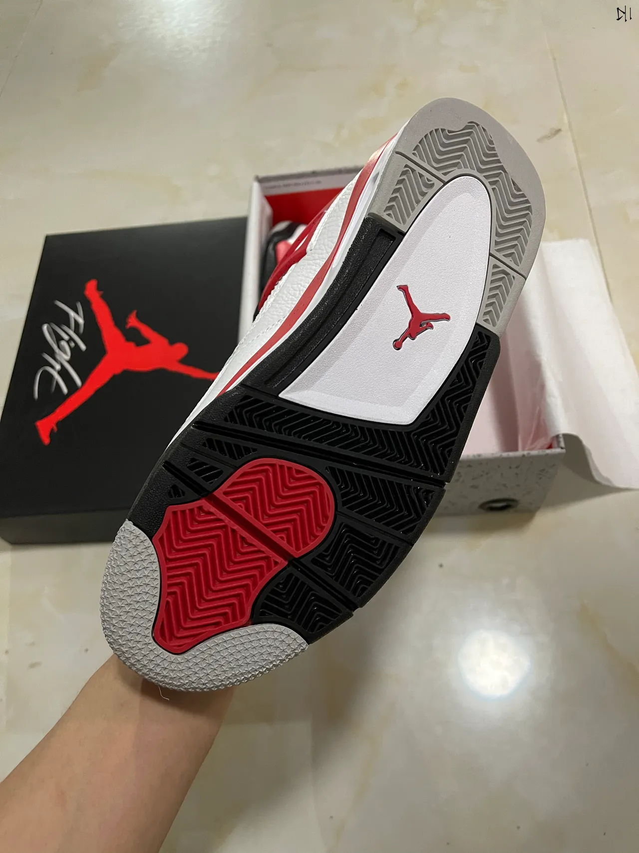 Air Jordan 4 White Red Black Basketball Shoes 6