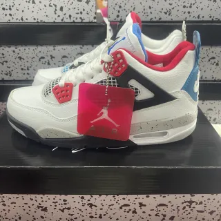 Air Jordan 4 White Red Blue Basketball Shoes