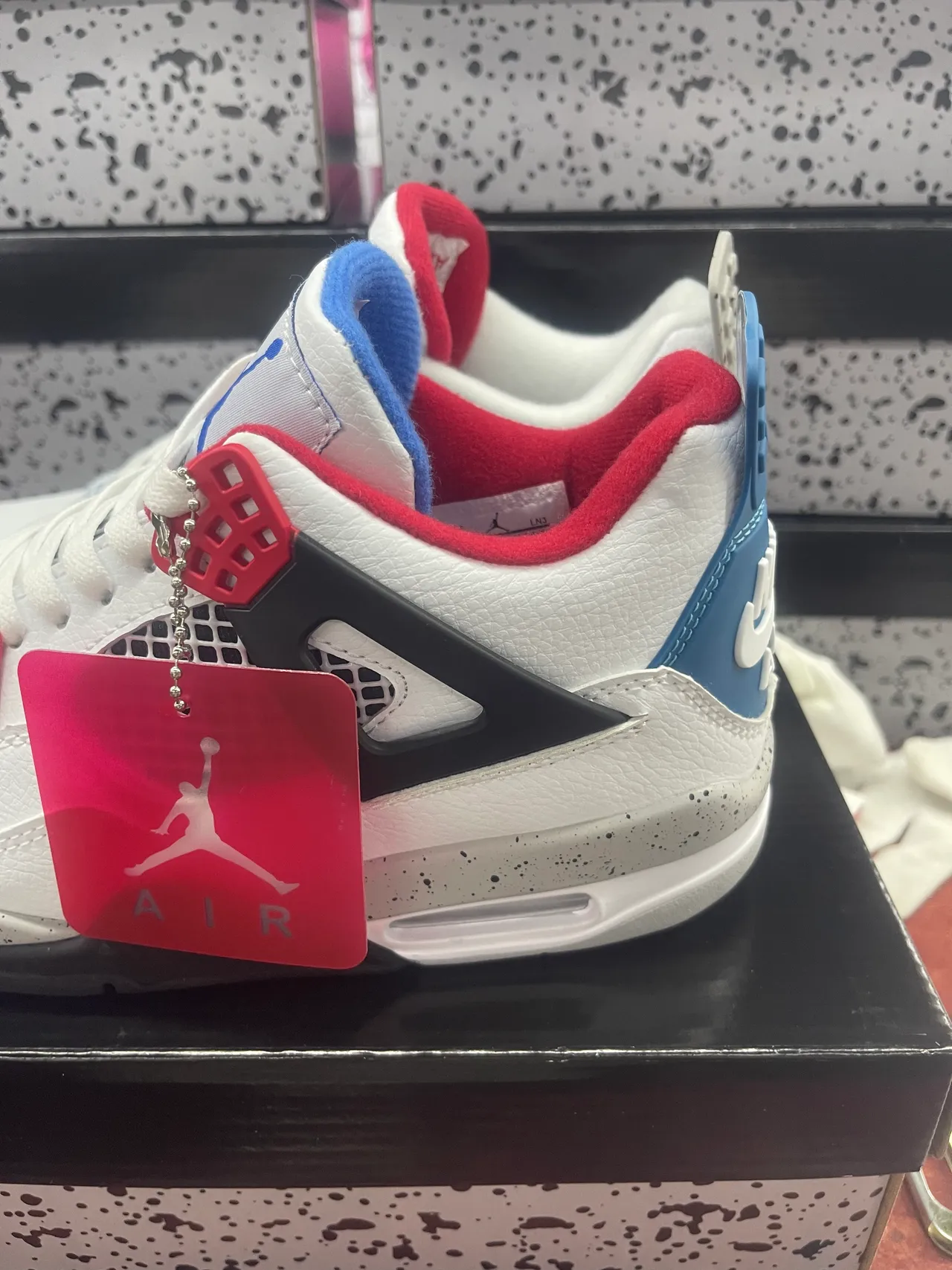 Air Jordan 4 White Red Blue Basketball Shoes 4