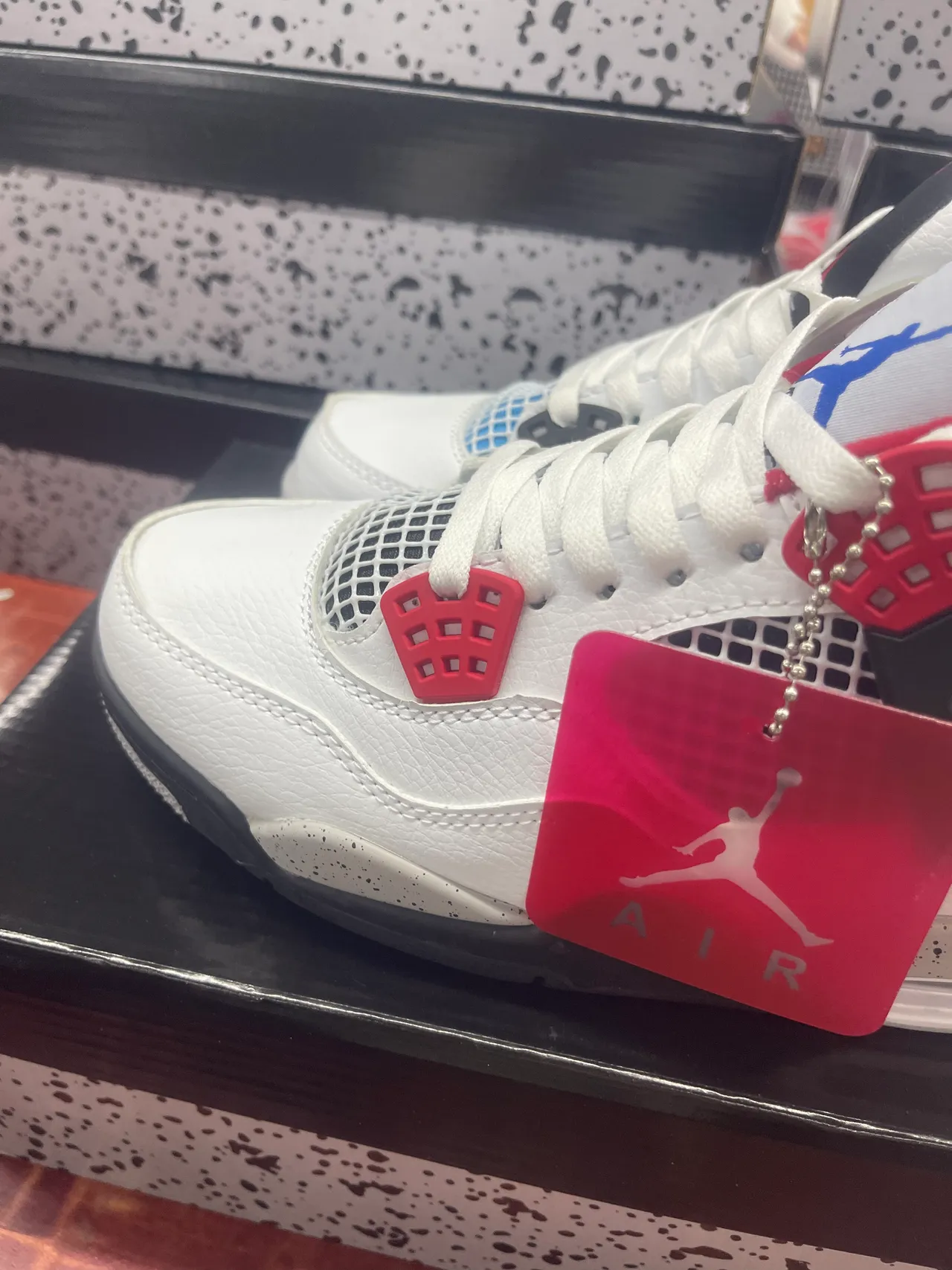 Air Jordan 4 White Red Blue Basketball Shoes 6