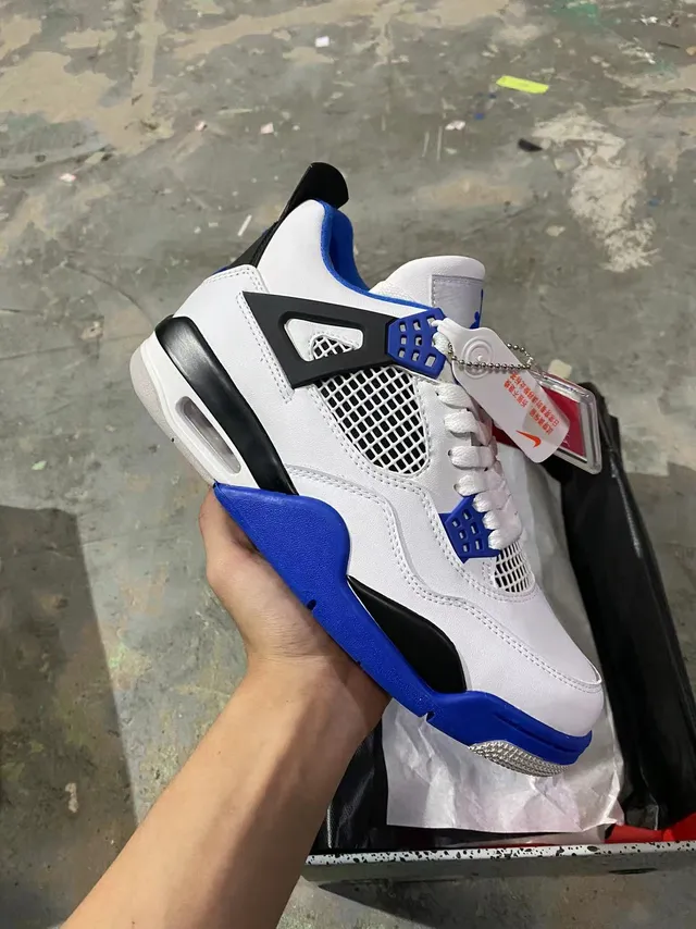 Air Jordan 4 White Royal Blue Black Basketball Shoes 2