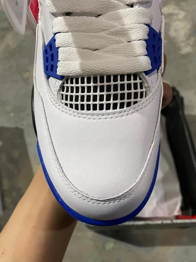 Air Jordan 4 White Royal Blue Black Basketball Shoes 4