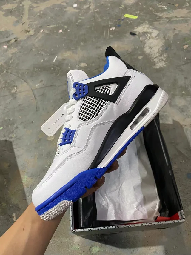 Air Jordan 4 White Royal Blue Black Basketball Shoes 5