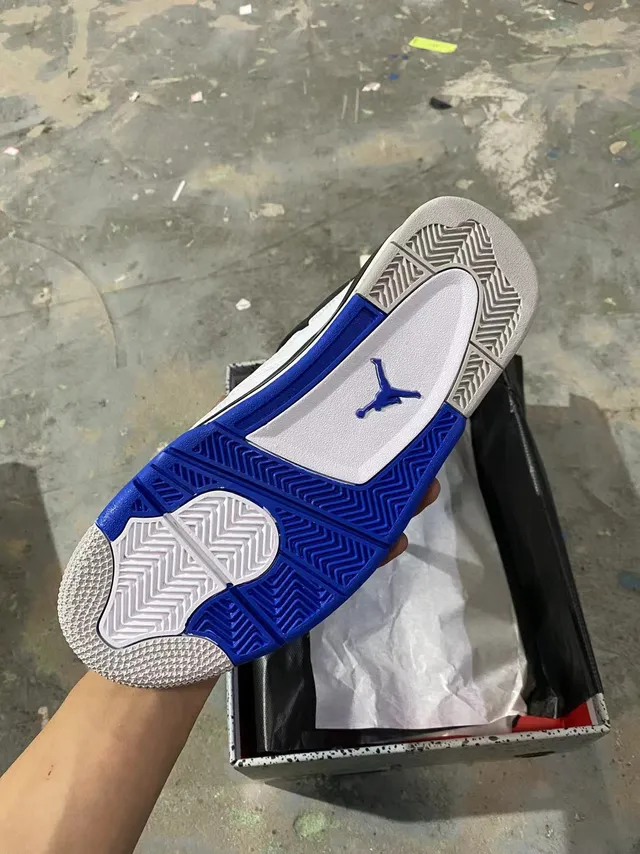 Air Jordan 4 White Royal Blue Black Basketball Shoes 6