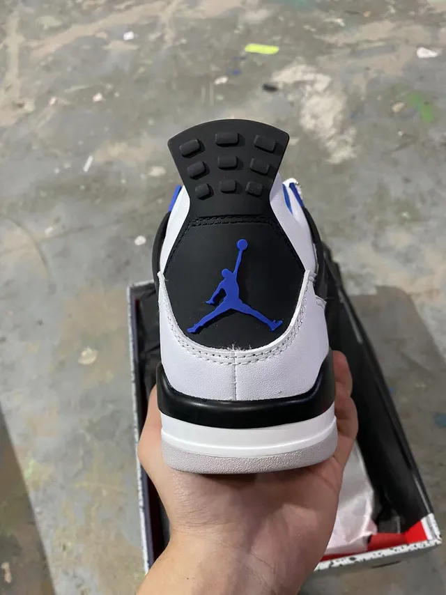 Air Jordan 4 White Royal Blue Black Basketball Shoes 7