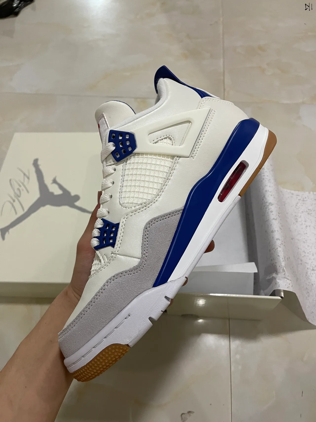 Air Jordan 4 White Royal Blue Gray Gum Basketball Shoes 4