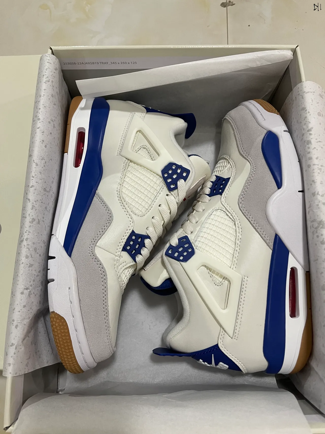 Air Jordan 4 White Royal Blue Gray Gum Basketball Shoes 7