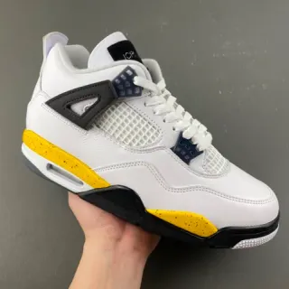 Air Jordan 4 White Yellow Black Basketball Shoes