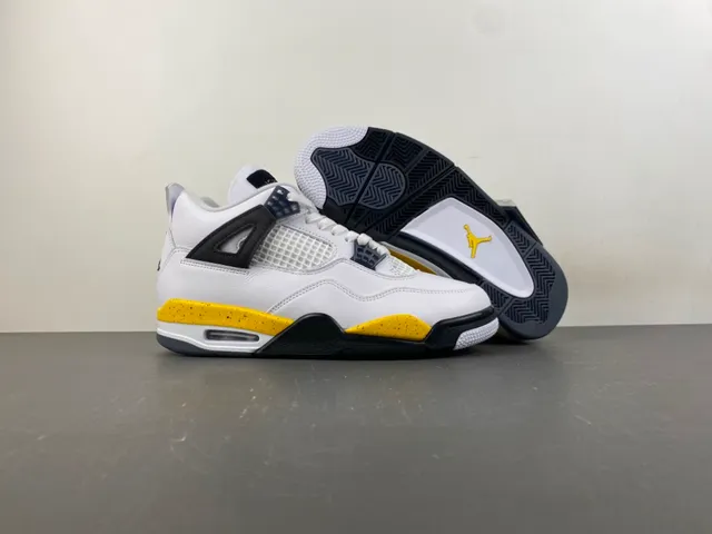 Air Jordan 4 White Yellow Black Basketball Shoes 12