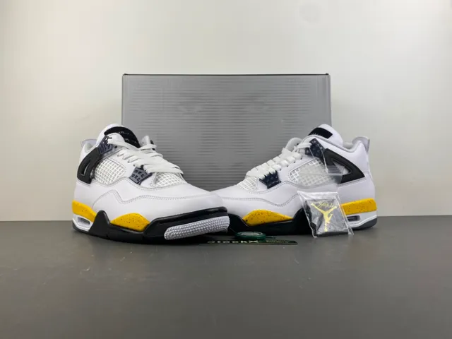 Air Jordan 4 White Yellow Black Basketball Shoes 13