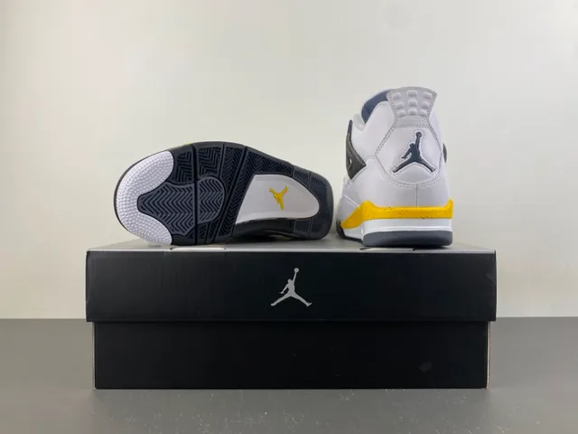 Air Jordan 4 White Yellow Black Basketball Shoes 16