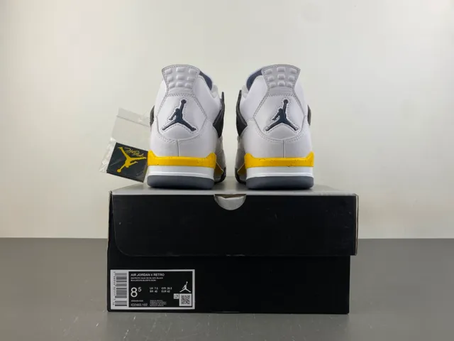 Air Jordan 4 White Yellow Black Basketball Shoes 17