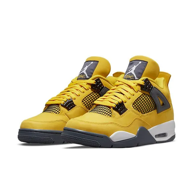 Air Jordan 4 Yellow Black White Basketball Shoes 3