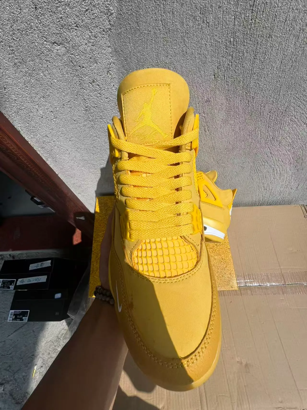 Air Jordan 4 Yellow Monochrome Basketball Shoes 3