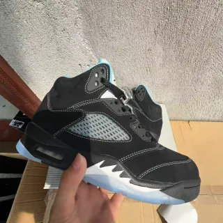 Air Jordan 5 Black Light Blue Translucent Sole Basketball Shoes