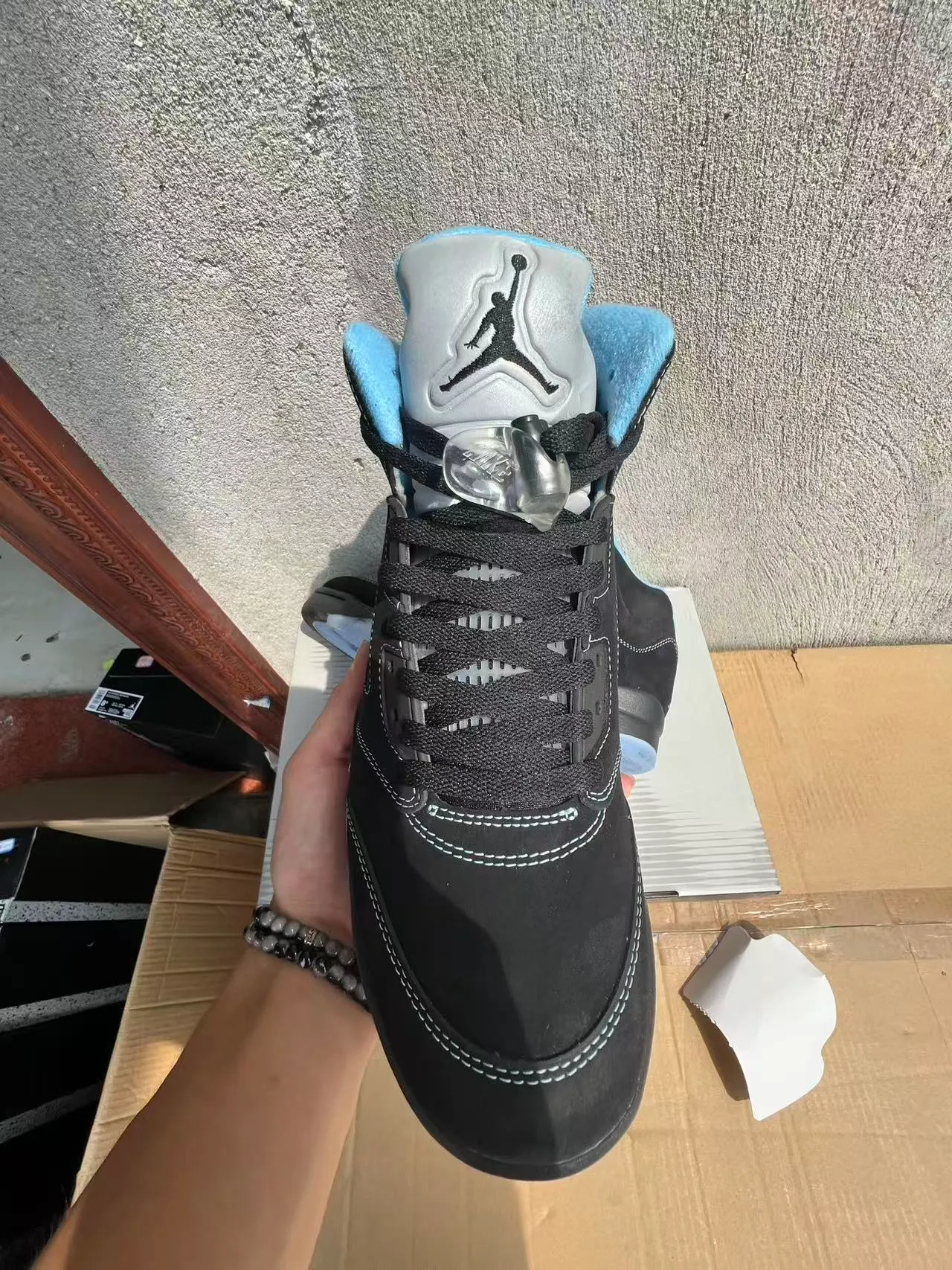 Air Jordan 5 Black Light Blue Translucent Sole Basketball Shoes 3