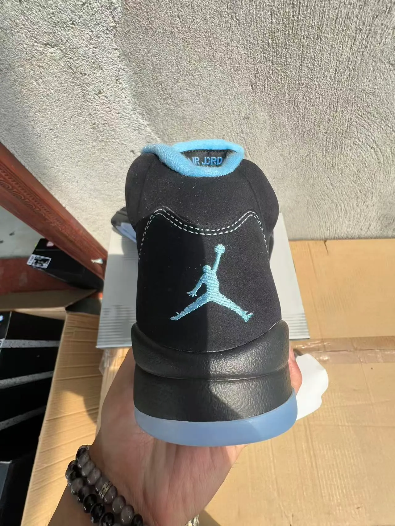 Air Jordan 5 Black Light Blue Translucent Sole Basketball Shoes 8