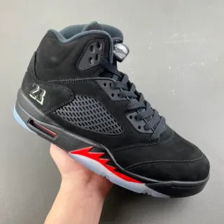 Air Jordan 5 Black Red Lightning Bolt Basketball Shoes