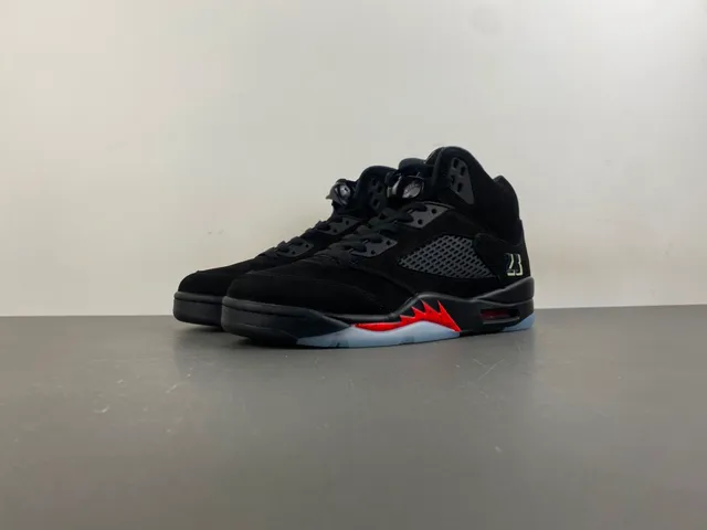 Air Jordan 5 Black Red Lightning Bolt Basketball Shoes 10