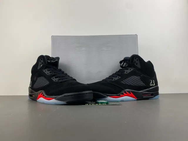 Air Jordan 5 Black Red Lightning Bolt Basketball Shoes 15