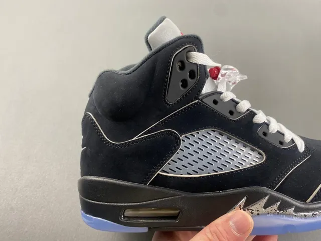 Air Jordan 5 Black Silver Blue Basketball Shoes 3