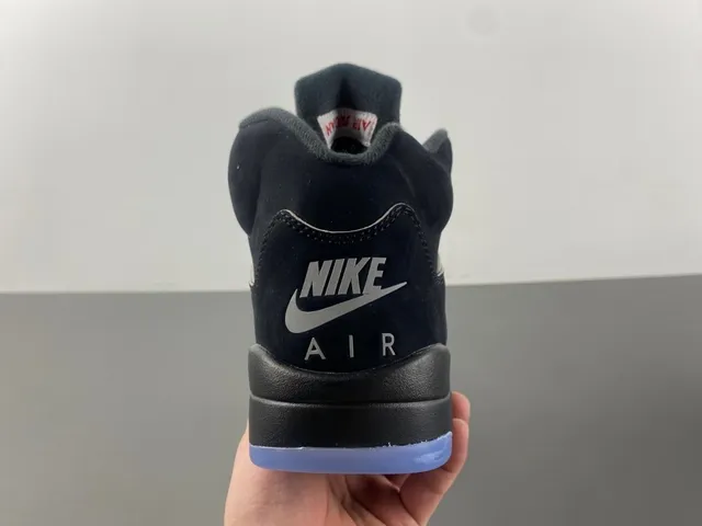 Air Jordan 5 Black Silver Blue Basketball Shoes 4