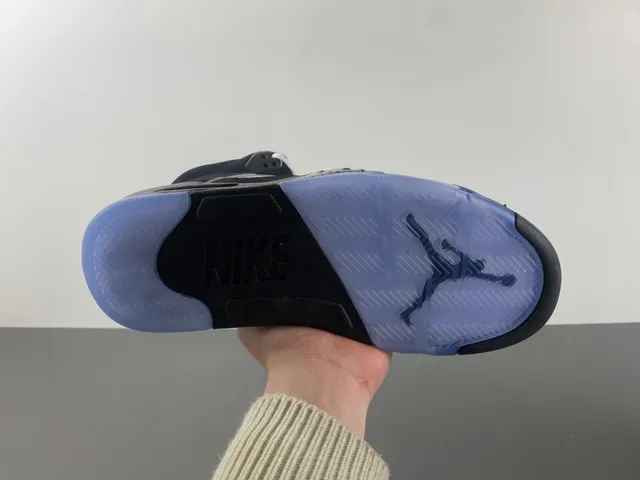 Air Jordan 5 Black Silver Blue Basketball Shoes 7