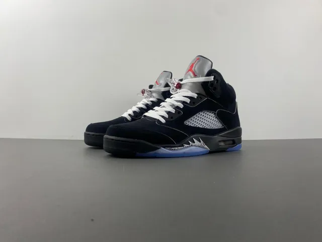 Air Jordan 5 Black Silver Blue Basketball Shoes 10