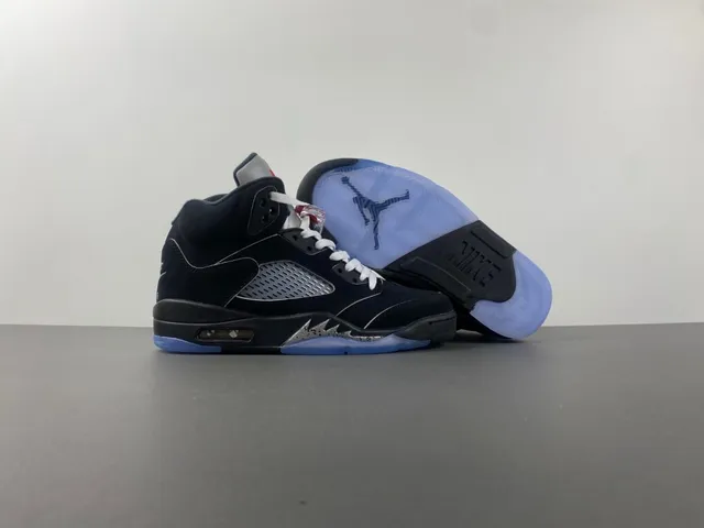 Air Jordan 5 Black Silver Blue Basketball Shoes 12
