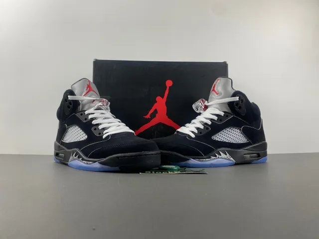 Air Jordan 5 Black Silver Blue Basketball Shoes 13
