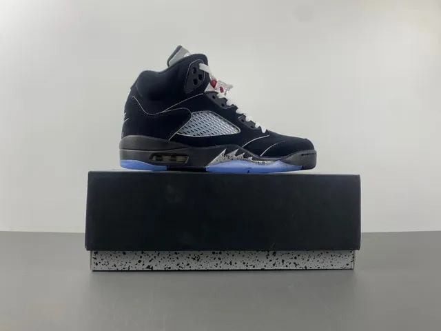 Air Jordan 5 Black Silver Blue Basketball Shoes 15