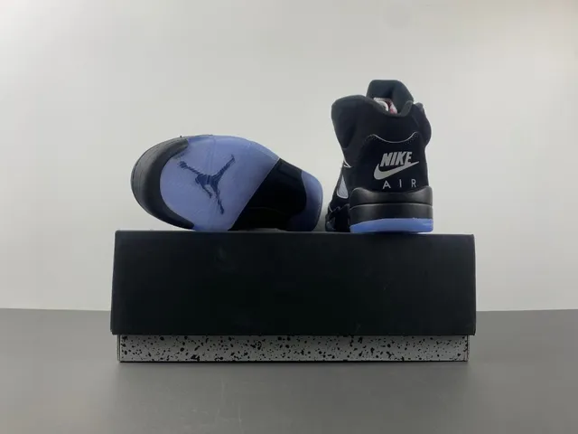 Air Jordan 5 Black Silver Blue Basketball Shoes 16