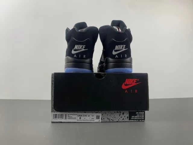 Air Jordan 5 Black Silver Blue Basketball Shoes 17