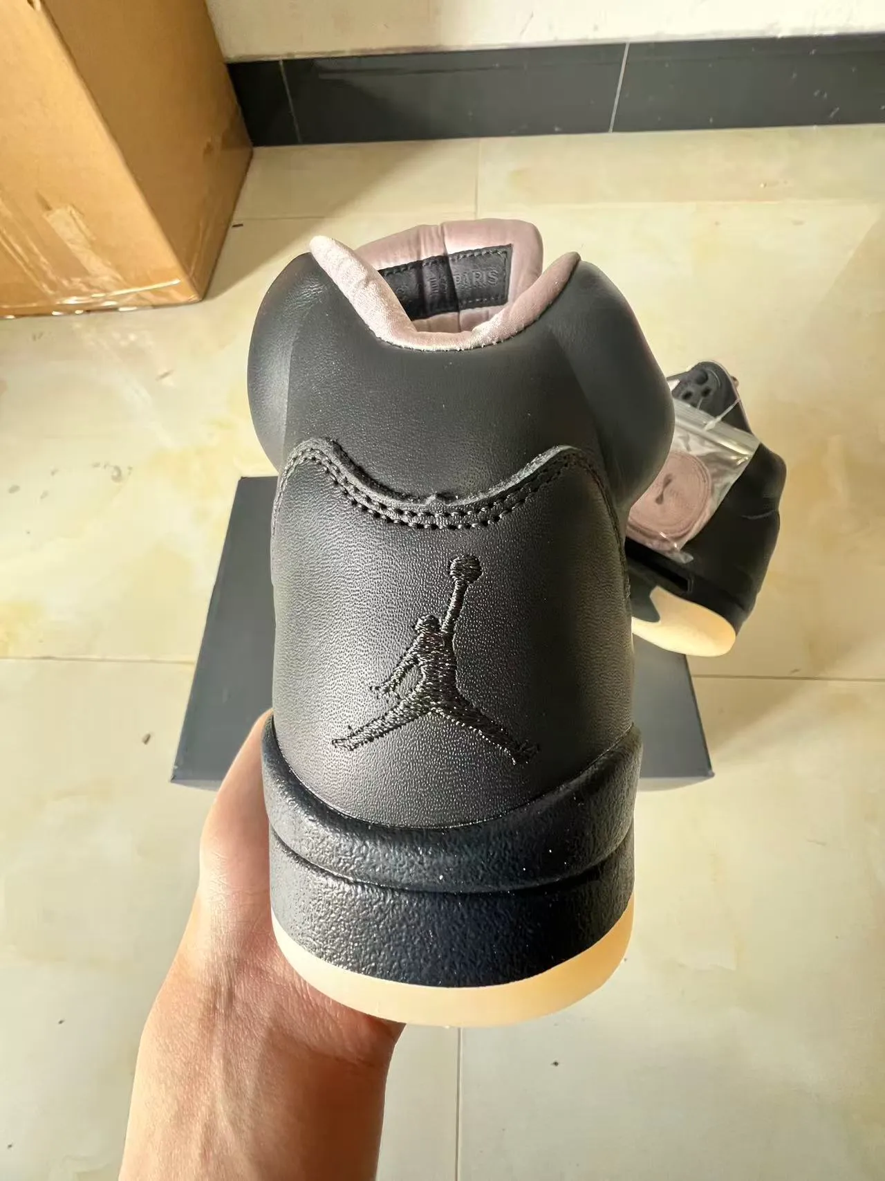 Air Jordan 5 Black White High-Top Leather And Textile Upper Basketball Shoes 8