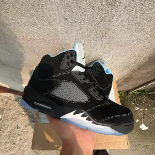Air Jordan 5 Black White Light Blue Basketball Shoes