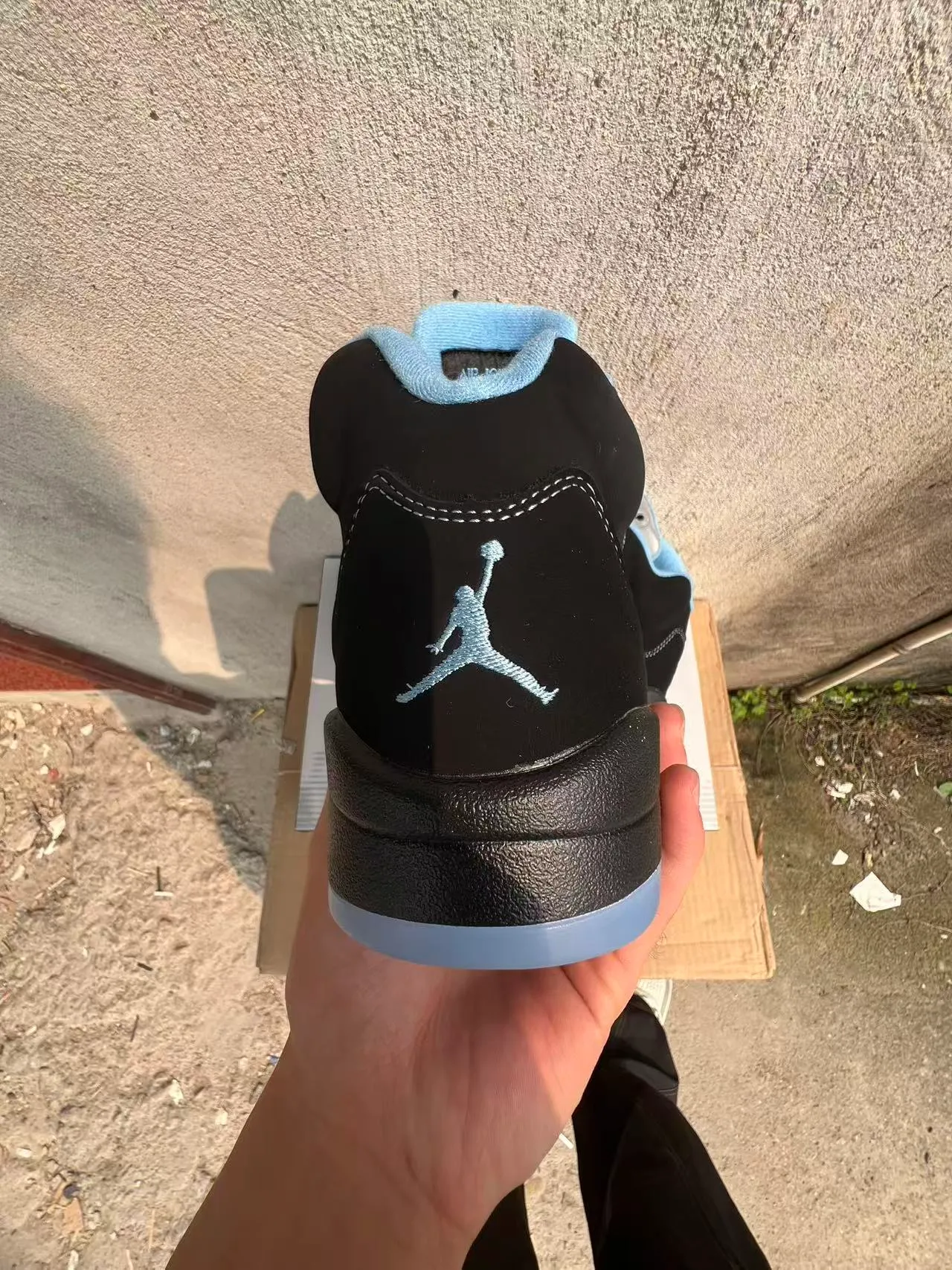 Air Jordan 5 Black White Light Blue Basketball Shoes 8