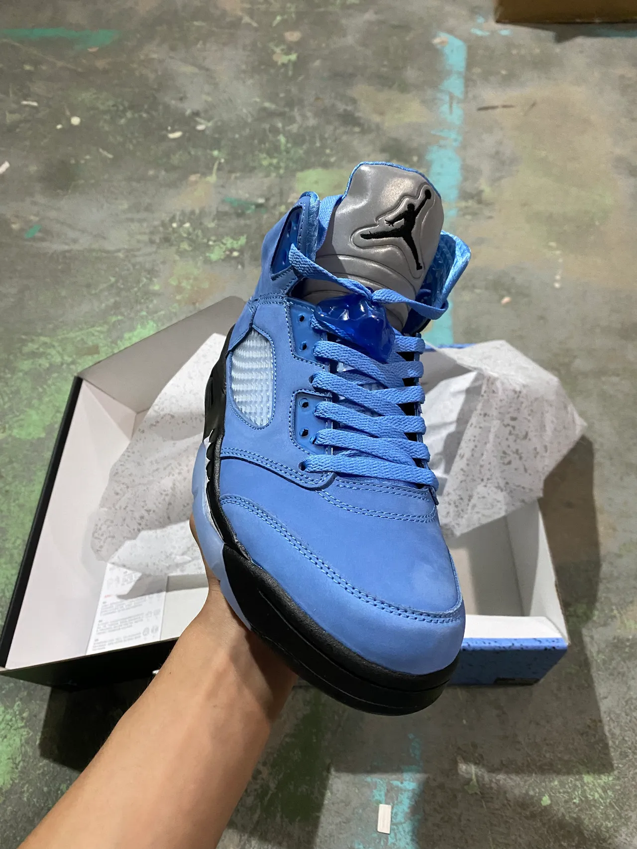 Air Jordan 5 Light Blue Suede High-Top Basketball Shoes 2
