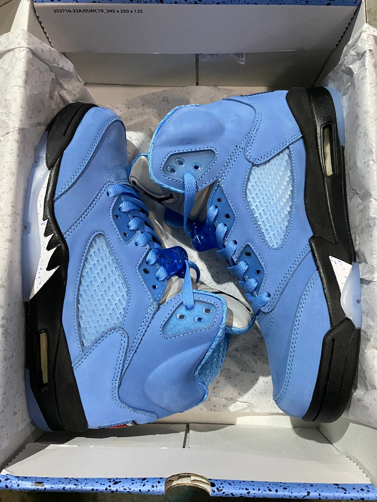 Air Jordan 5 Light Blue Suede High-Top Basketball Shoes 7