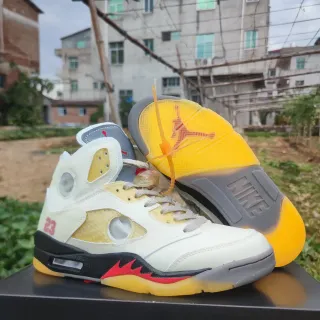 Air Jordan 5 Off-White Yellow Black Red 篮球鞋