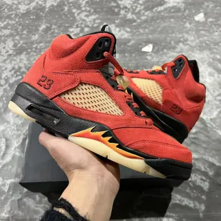 Air Jordan 5 Red Black Flame Basketball Shoes