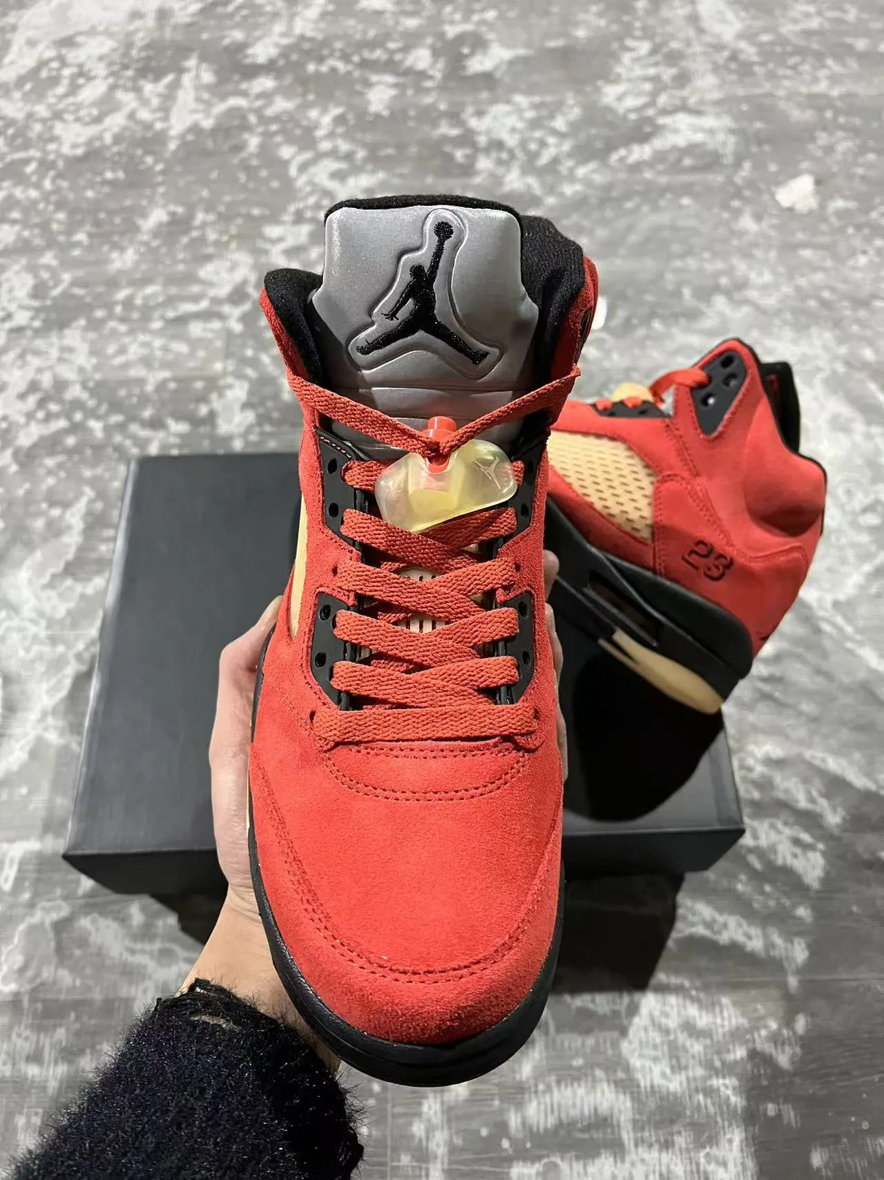 Air Jordan 5 Red Black Flame Basketball Shoes 4