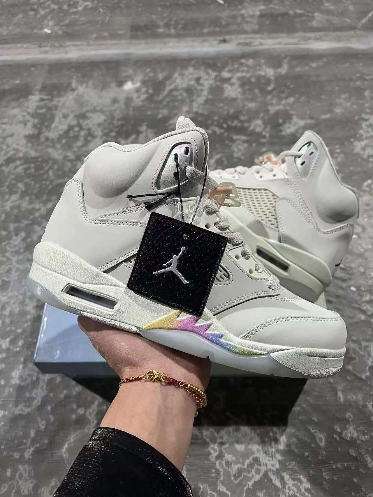 Air Jordan 5 White Multicolor High-Top Leather/mesh Upper Basketball Shoes 11