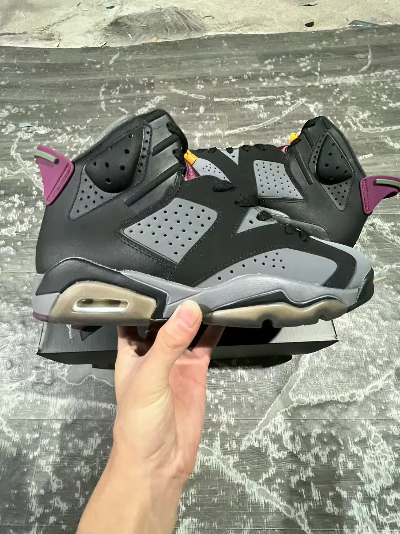 Air Jordan 6 Black Gray Magenta Basketball Shoes 7