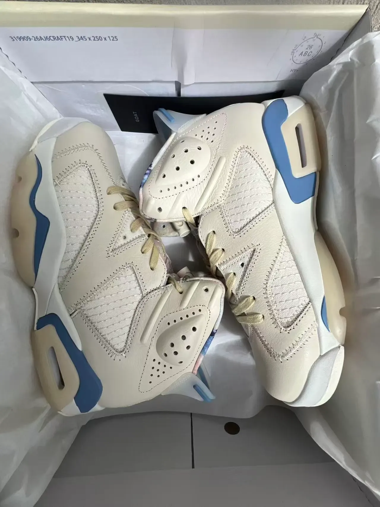 Air Jordan 6 Off-White e Light Blue Tênis de Basquete 9