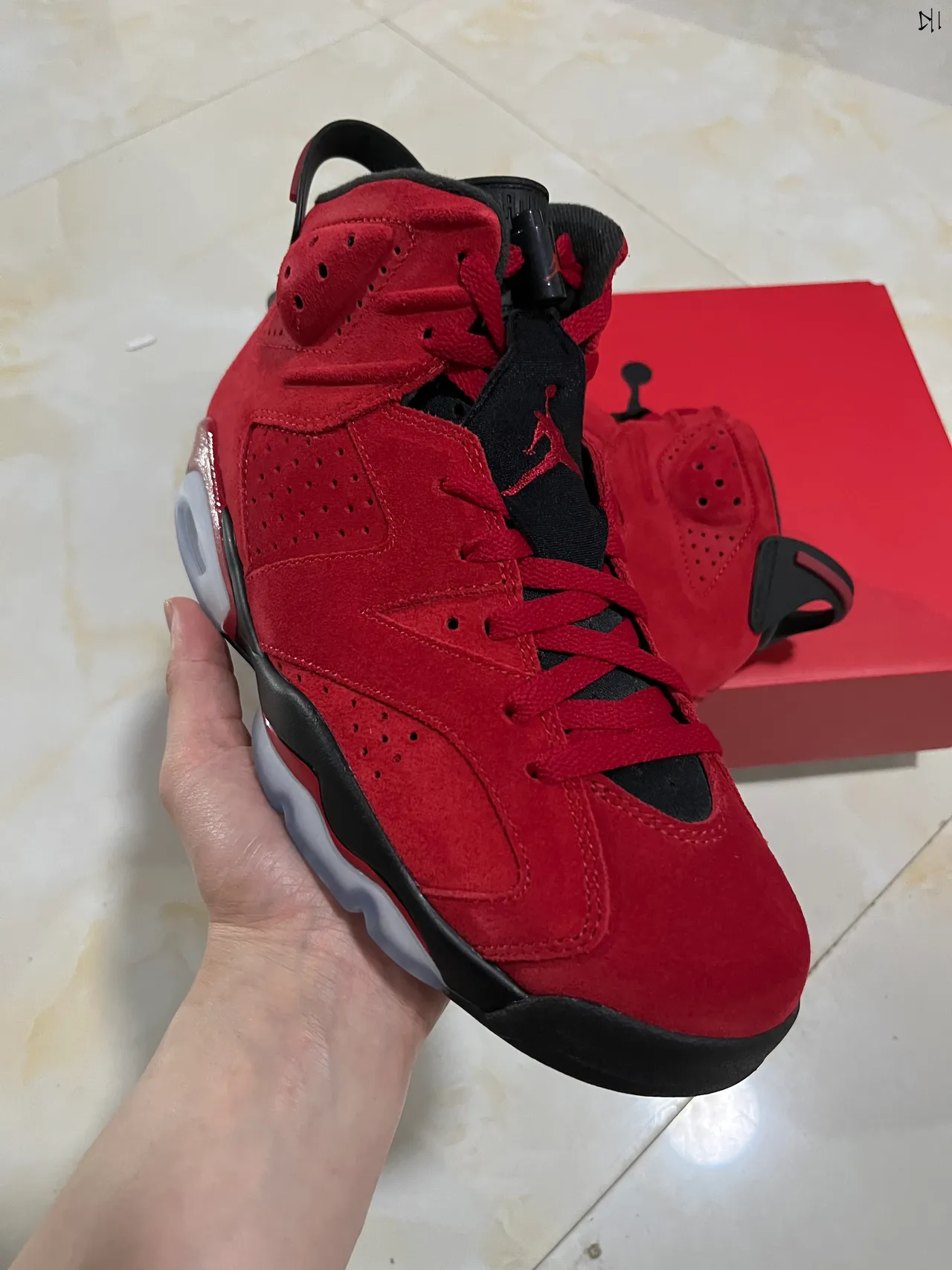 Air Jordan 6 Red Suede Basketball Shoes 2